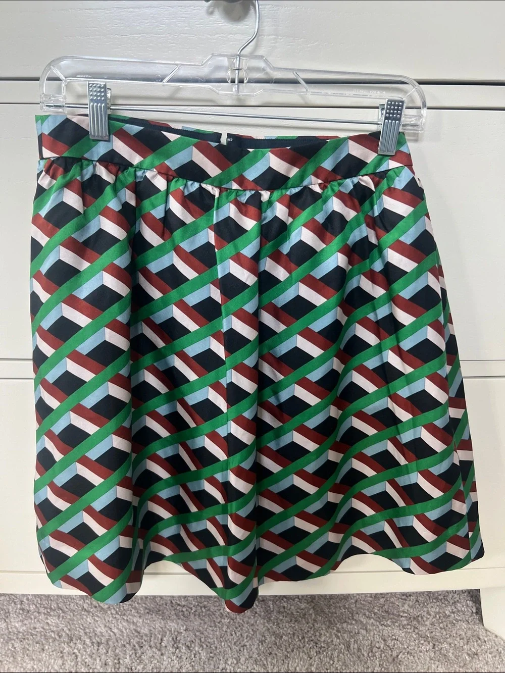 NWT J. CREW geometric print silk skirt size 4